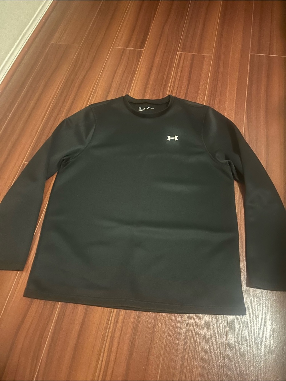 Under Armour Black Long-Sleeve Crew with White Logo